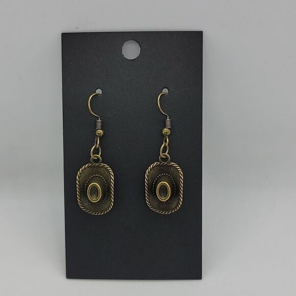 🎈5/$10🎈 EARRINGS..metal, bronze, brass cowboy hat.. - Picture 1 of 3